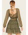 Image #4 - Ash & Violet Women's Floral Print Long Sleeve Mini Dress, Olive, hi-res