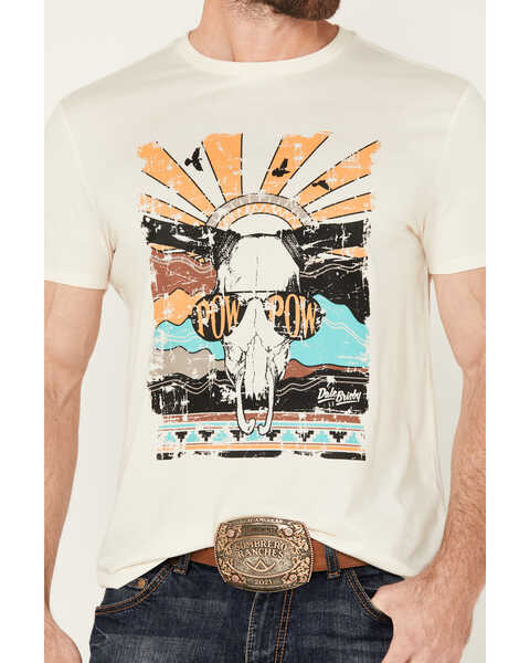 Image #3 - Rock & Roll Denim Men's Scenic Skull Pow Pow Short Sleeve Graphic  T-Shirt, Cream, hi-res