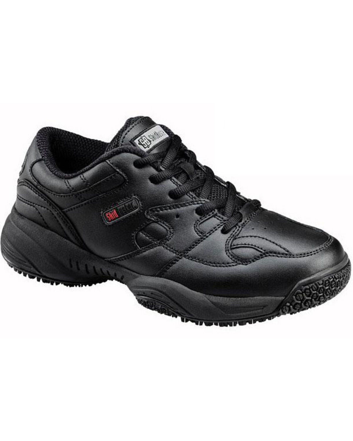 SkidBuster Women's Waterproof Lace-Up Work Shoes - Round Toe, Black, hi-res