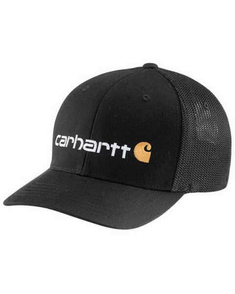 Image #1 - Carhartt Men's Embroidered Logo Rugged Flex Ball Cap, Black, hi-res