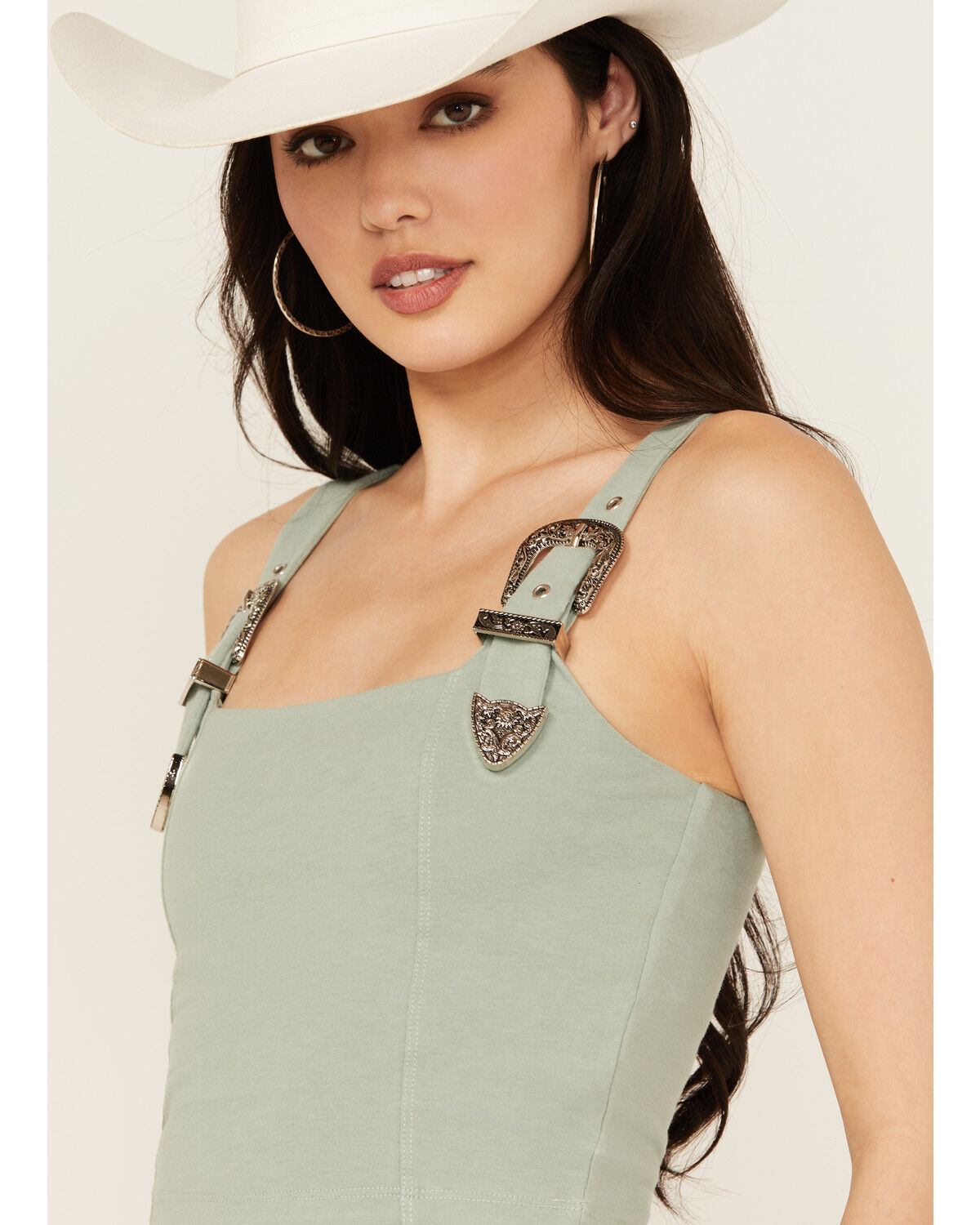 Image #2 - Rock & Roll Denim Women's Buckle Tank Top, Green, hi-res