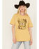 Image #1 - Kerusso Women's Made New Butterfly Graphic Tee, Mustard, hi-res