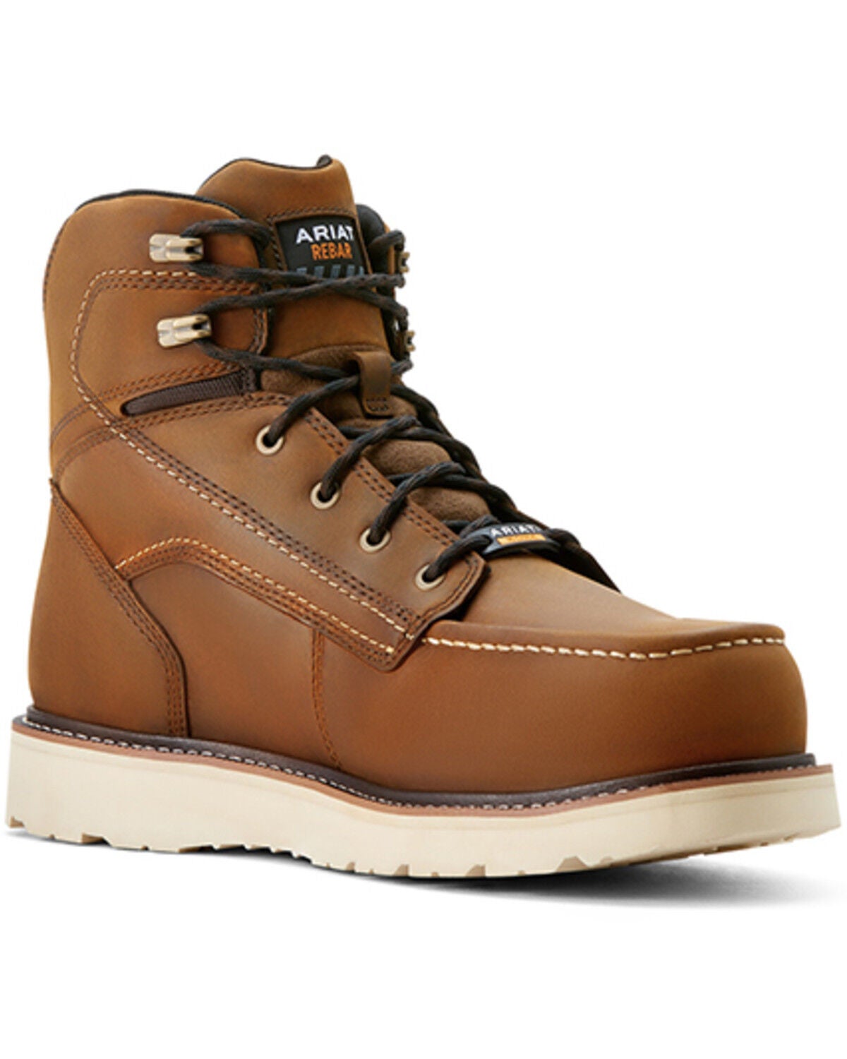 Ariat Men's 6" Wedge Rebar Waterproof Moc Work Boots - Composite Toe, Brown, hi-res