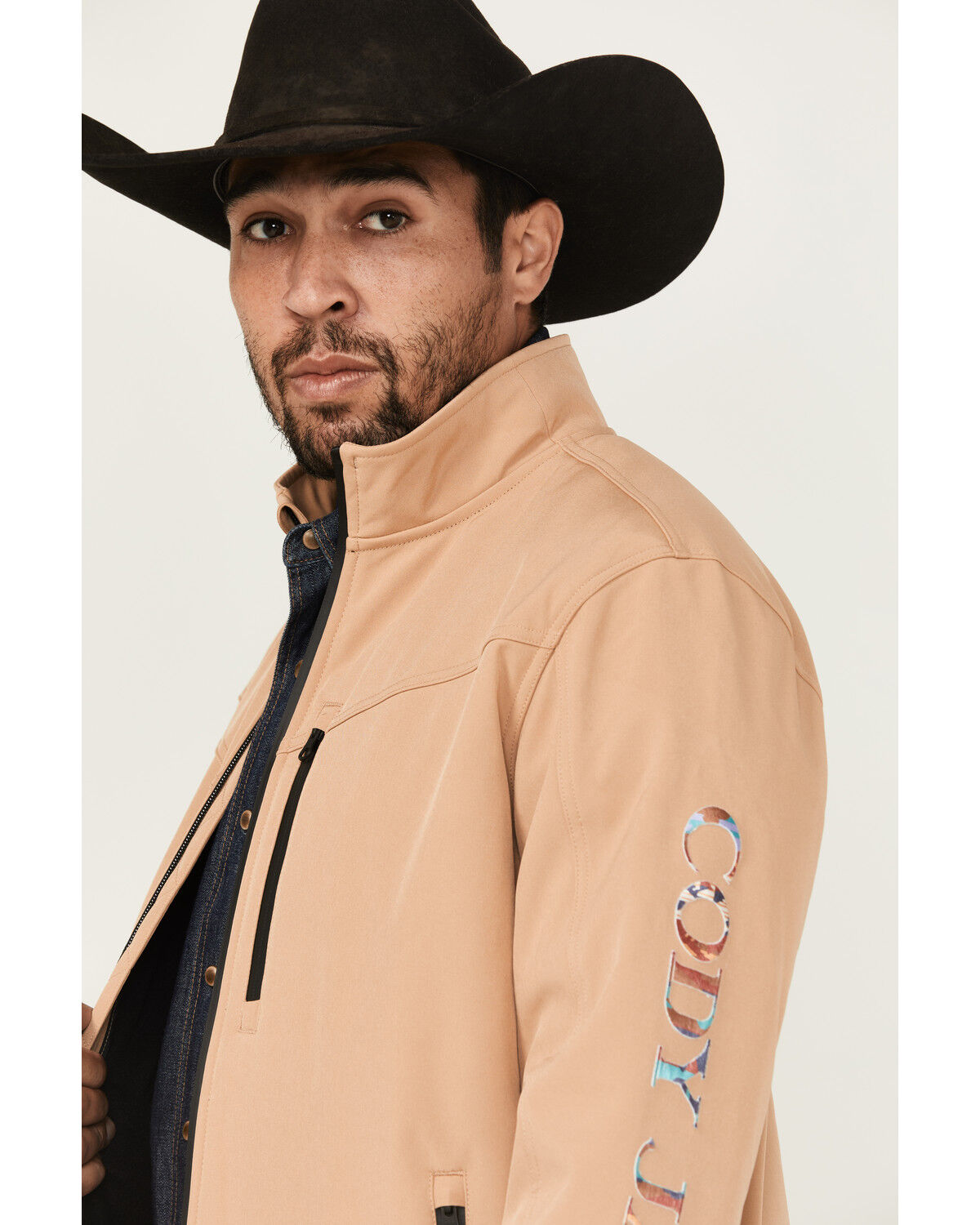 Image #2 - Cody James Men's Southwestern Embroidered Logo Softshell Jacket, Tan, hi-res