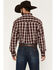 Image #4 - George Straight by Wrangler Men's Plaid Print Long Sleeve Button-Down Stretch Western Shirt, Burgundy, hi-res