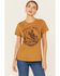 Image #1 - Ariat Women's Gold Cowboy Short Sleeve Graphic Tee, Gold, hi-res