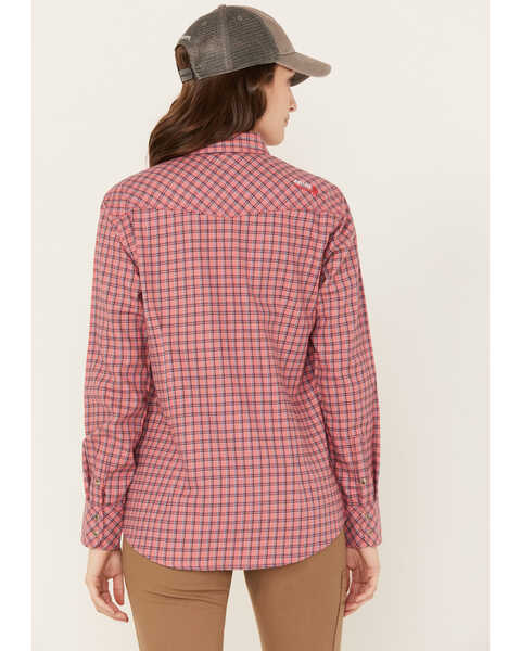 Image #4 - Ariat Women's Fire Resistant Plaid Print Long Sleeve Button Down Work Shirt, Dark Pink, hi-res