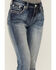 Grace in LA Women's Fleur De Lis Pocket Bootcut Jeans, Blue, hi-res