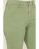 Sneak Peek Women's High Rise Distressed Flare Jeans, Green, hi-res