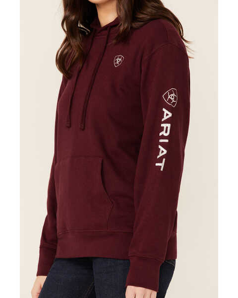 Image #2 - Ariat Women's Embroidered Logo Hoodie, Wine, hi-res