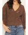 Image #3 - Shyanne Women's Wrap Front Long Sleeve Lace Top, Brown, hi-res