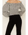 Image #3 - Beyond The Radar Women's Checkered Long Sleeve Crop Peasant Top, Black/white, hi-res