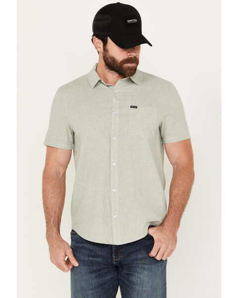Image #1 - Brixton Men's Charter Solid Short Sleeve Button-Down Shirt, Light Grey, hi-res