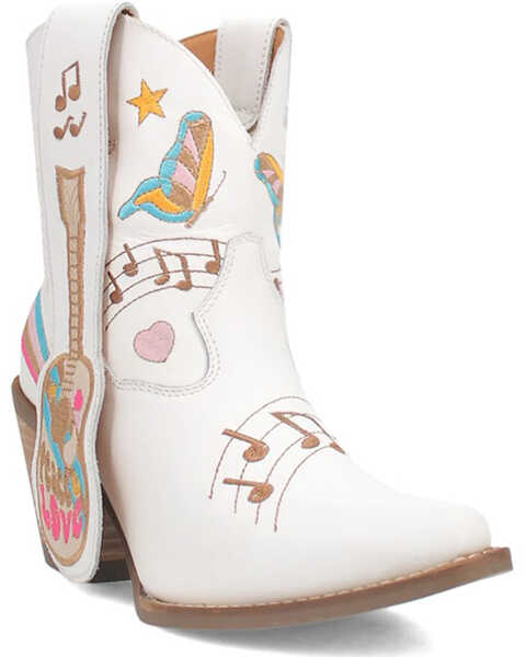Image #1 - Dingo Women's Melody Short Western Boots - Pointed Toe , White, hi-res