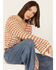 Rock & Roll Denim Women's Crochet Tie Front Long Sleeve Top, Tan, hi-res