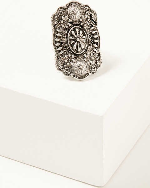 Image #1 - Shyanne Women's Luna Bella Floral Statement Ring, Silver, hi-res