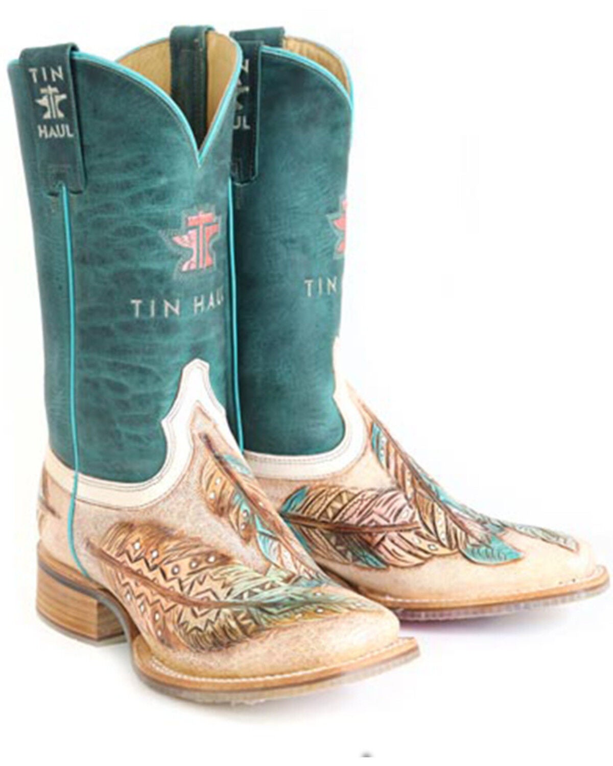 Tin Haul Girls' Birds Of A Feather Western Boots - Broad Square Toe, Tan, hi-res