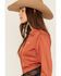 Image #2 - Cinch Women's Tonal Striped Long Sleeve Button-Down Western Shirt, Coral, hi-res