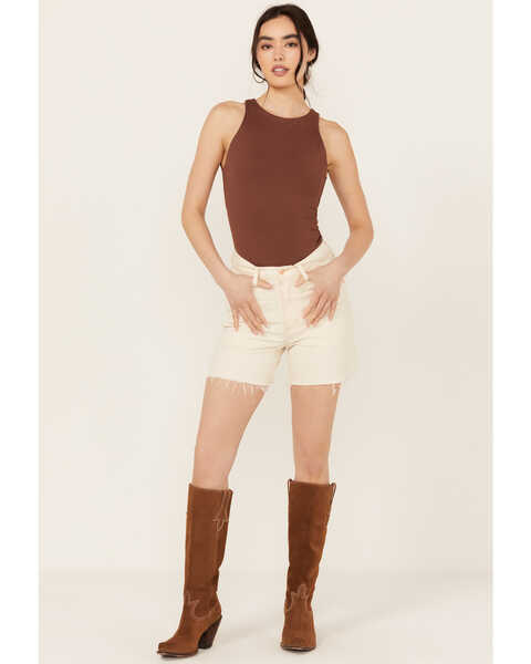 Wrangler Women's Cowboy Cutoff High Rise Mid-Length Denim Shorts , Natural, hi-res
