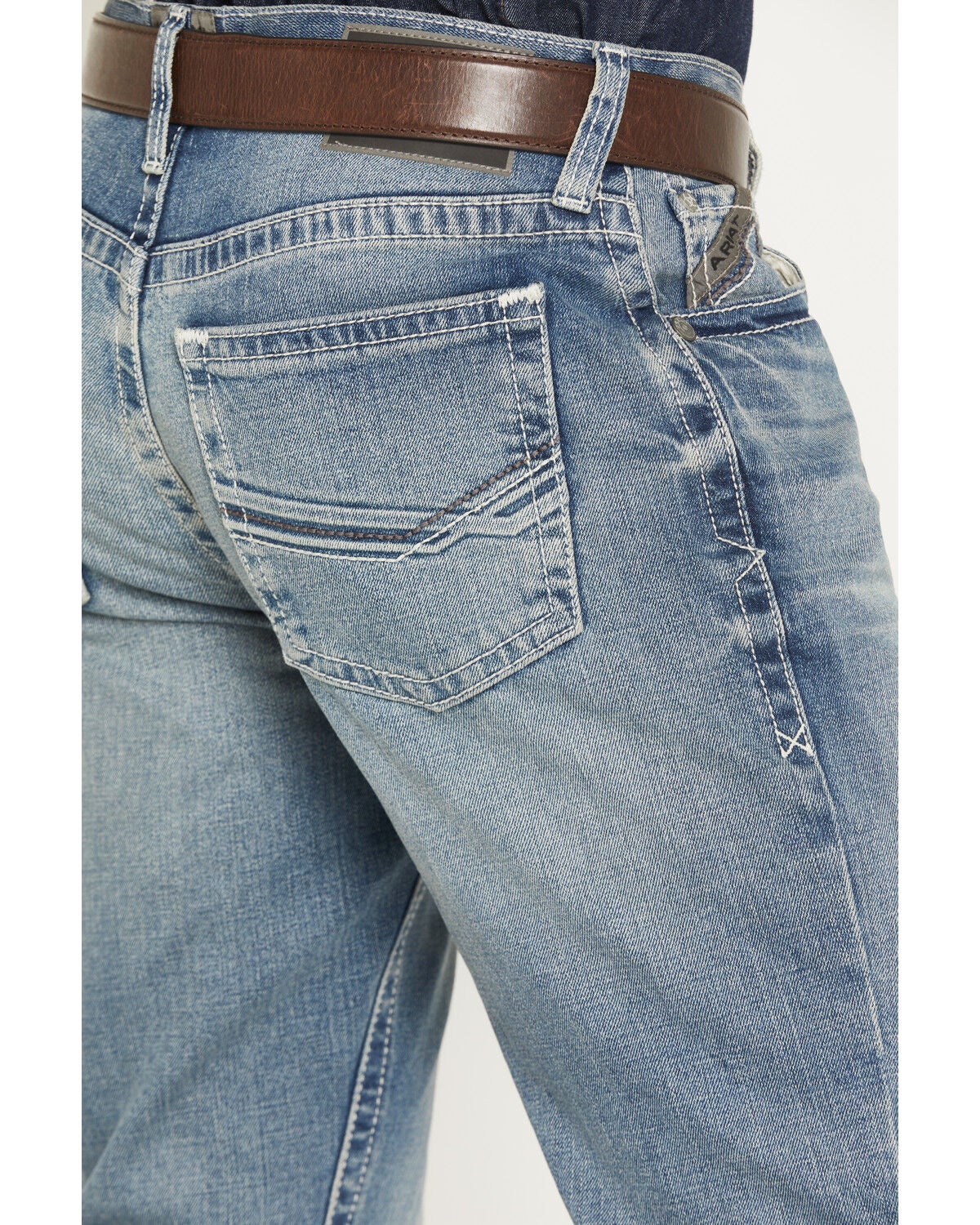 Image #4 - Ariat Men's M4 Shasta Light Wash Relaxed Bootcut Stretch Denim Jeans, Light Wash, hi-res