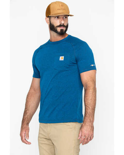 Carhartt Force Men's Cotton Short Sleeve Work Shirt - Big & Tall, Navy, hi-res