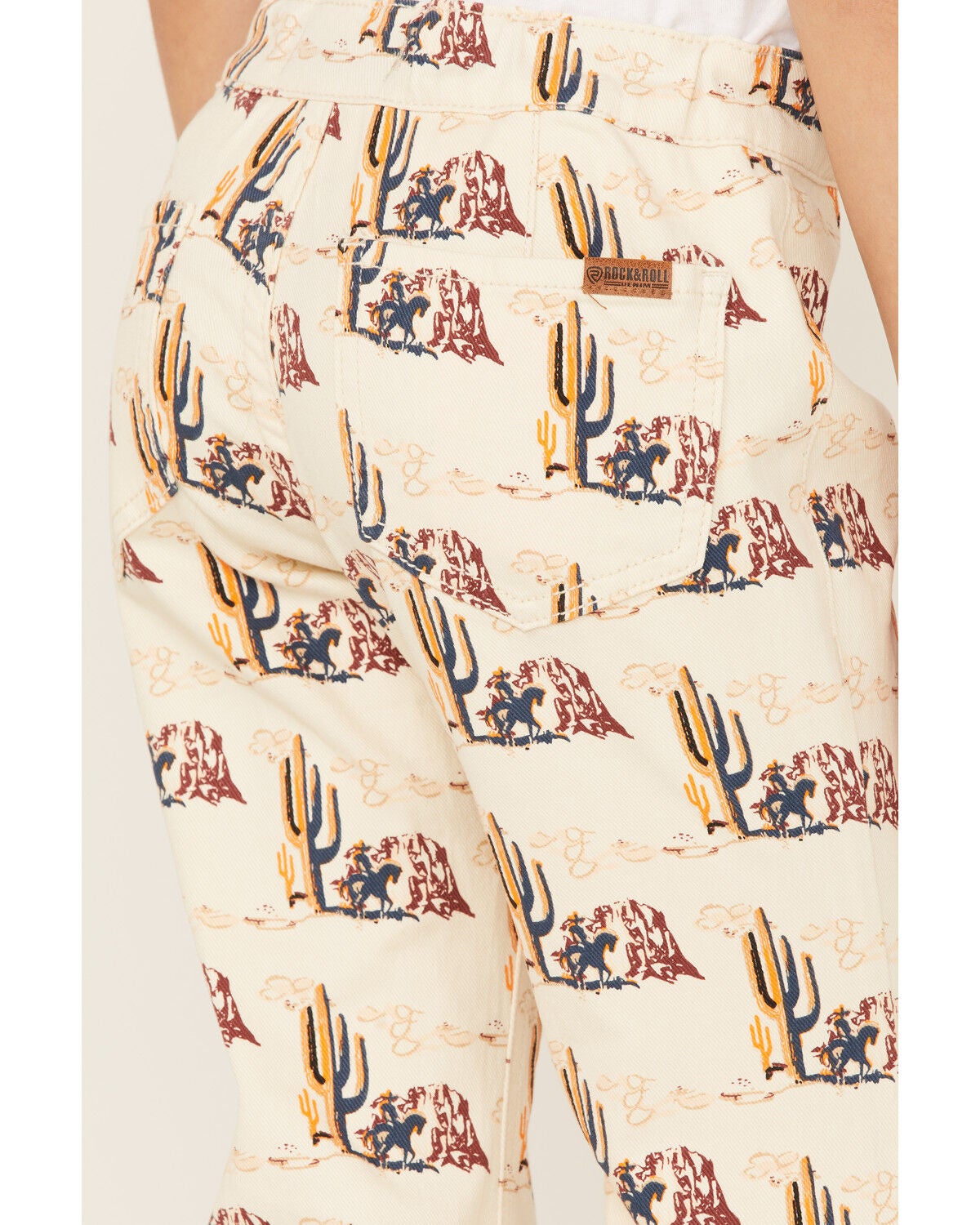 Image #4 - Rock & Roll Denim Girls' Desert Print Flare Jeans, Beige/khaki, hi-res