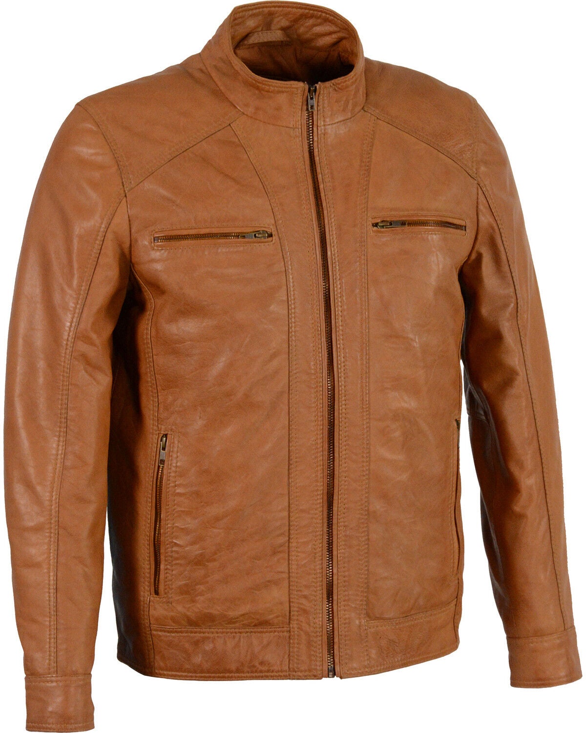 Milwaukee Leather Men's Sheepskin Moto Leather Jacket - 4X, Tan, hi-res