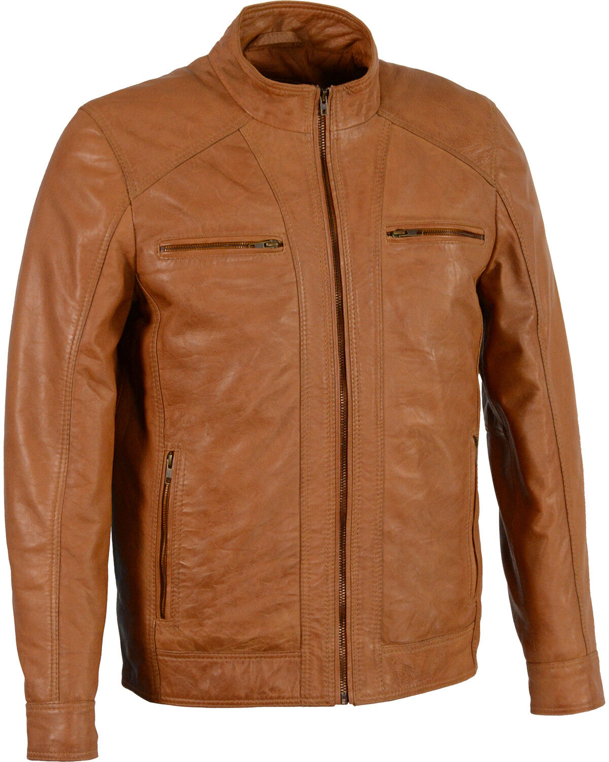 Image #1 - Milwaukee Leather Men's Sheepskin Moto Leather Jacket - 4X, Tan, hi-res