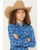 Image #3 - Wrangler Retro Boys' Plaid Print Long Sleeve Snap Western Shirt, Blue, hi-res