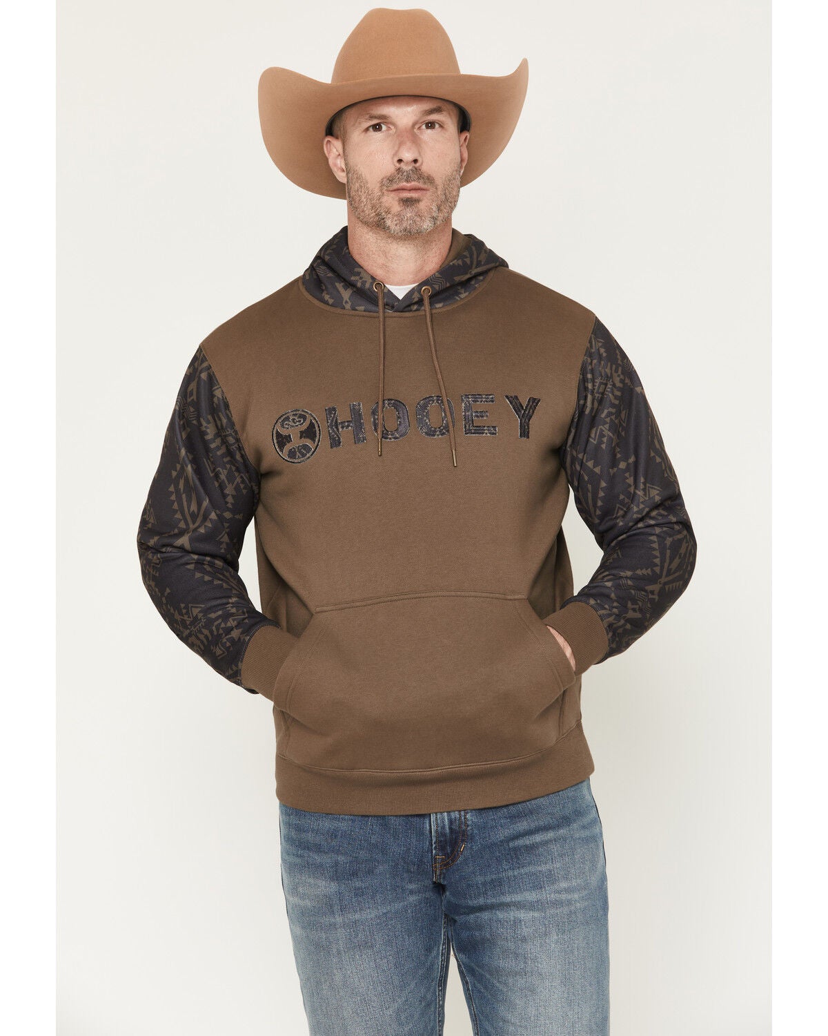 Hooey Men's Legendary Southwestern Hooded Sweatshirt, Brown, hi-res