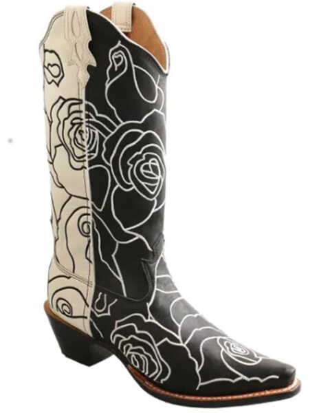 Image #1 - Twisted X Women's Steppin' Out Western Boots - Snip Toe, Black/white, hi-res