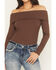 Image #3 - Shyanne Women's Rib Knit Off The Shoulder Long Sleeve Shirt, Brown, hi-res