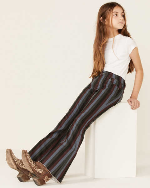 Rock & Roll Denim Girls' Olive & Black Stripe Stretch Trouser Jeans , Multi, hi-res