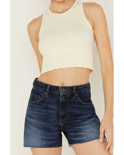 Image #3 - Fornia Women's Floral High Neck Cropped Top , White, hi-res