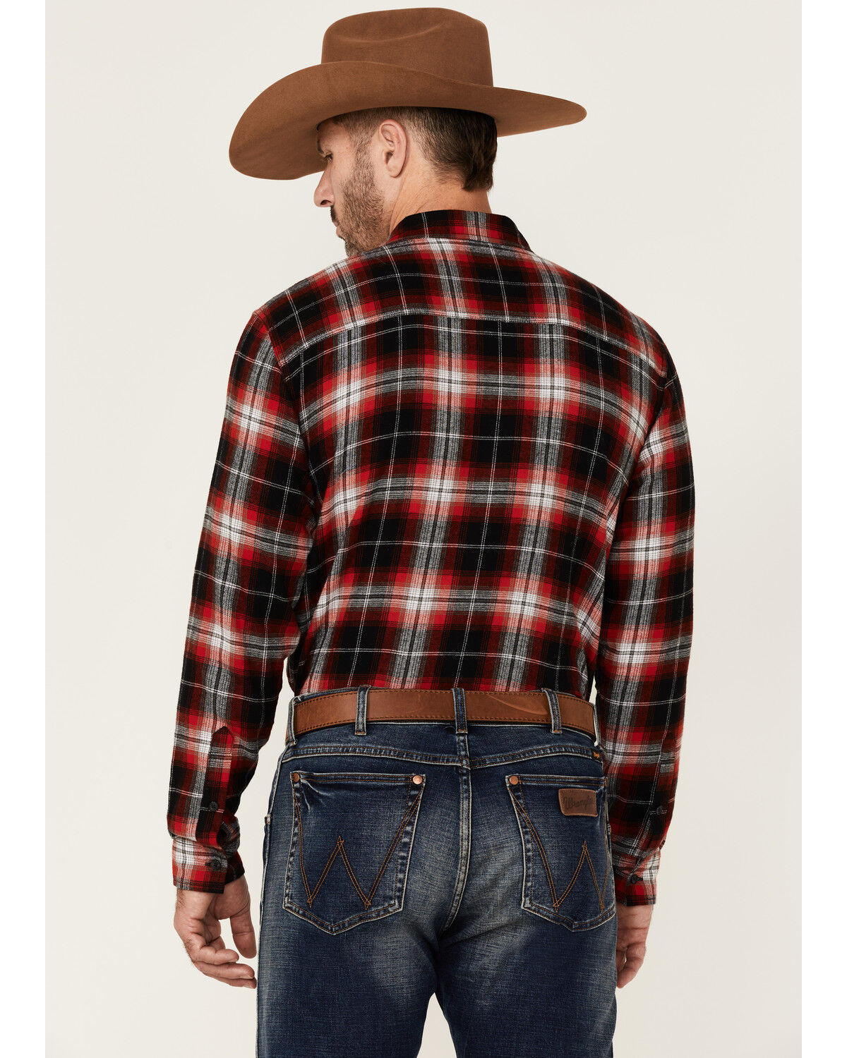 Image #4 - Gibson Men's Old School Plaid Long Sleeve Button Down Western Flannel Shirt, Red, hi-res