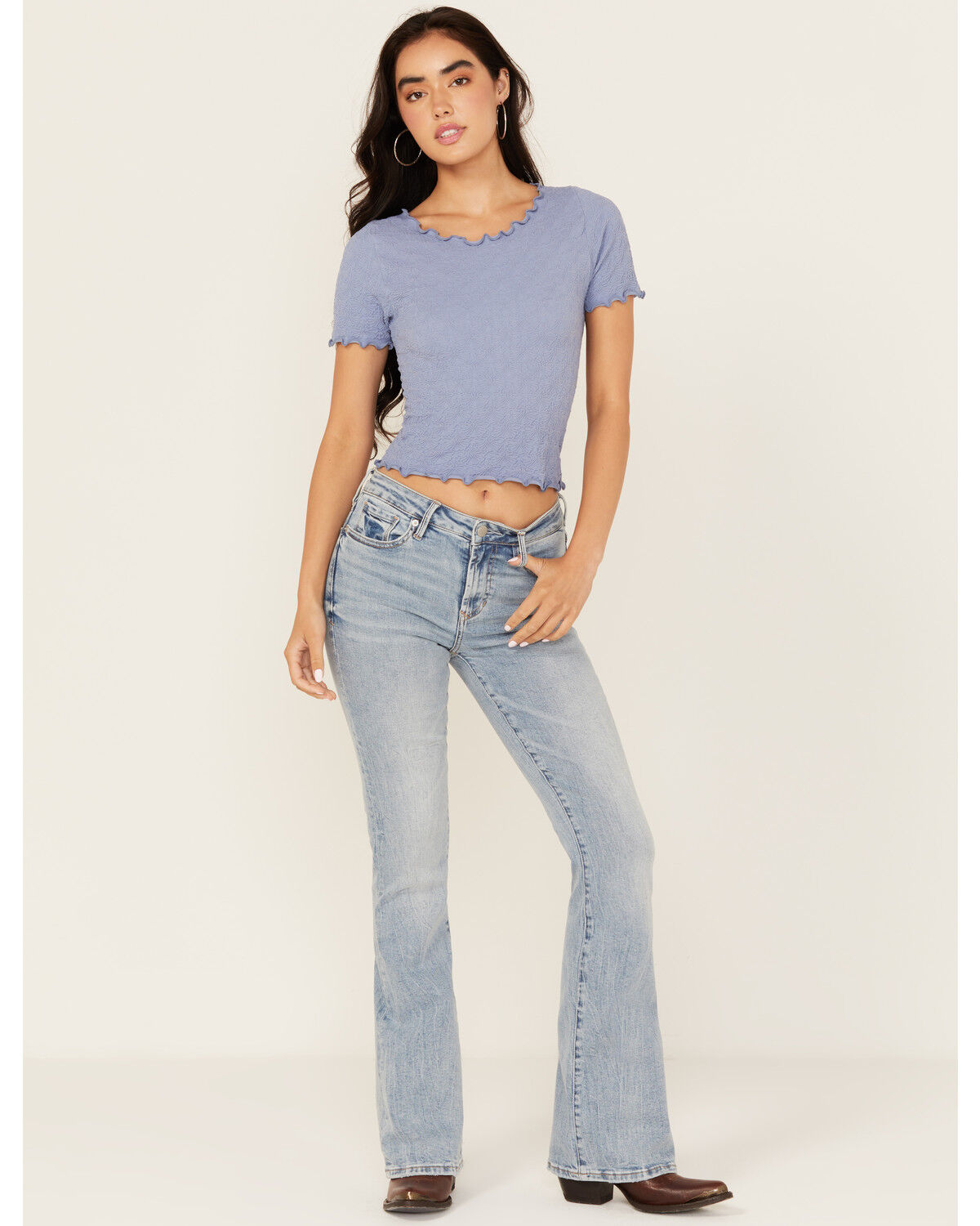 Image #1 - Dear John Women's Light Wash Rosa High Rise Flare Stretch Denim Jeans, Light Wash, hi-res