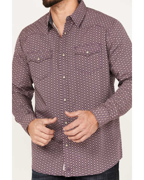 Image #3 - Moonshine Spirit Men's Southwestern Print Long Sleeve Western Pearl Snap Shirt, Purple, hi-res