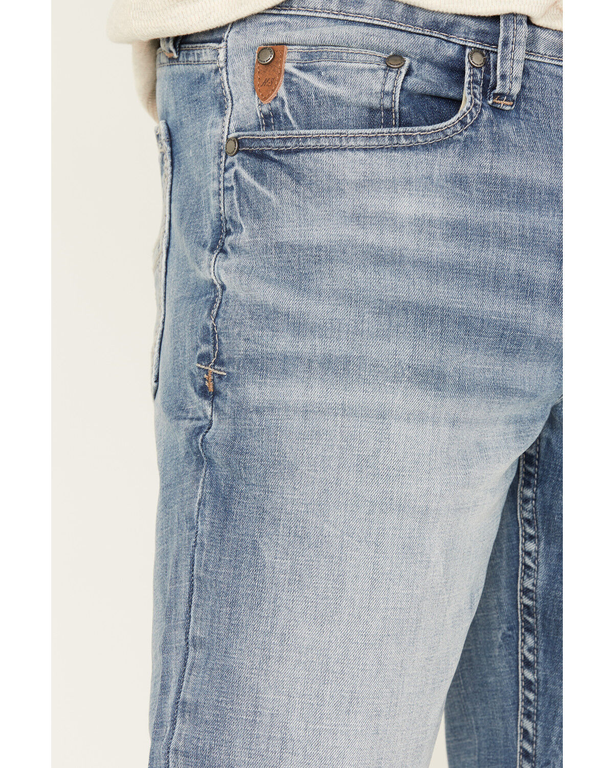 Image #2 - Moonshine Spirit Men's Decker Slim Straight Stretch Denim Jeans, Light Medium Wash, hi-res