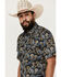 Image #2 - Cody James Men's 18 Carat Paisley Print Short Sleeve Snap Western Shirt, Navy, hi-res