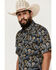 Image #2 - Cody James Men's 18 Carat Paisley Print Short Sleeve Snap Western Shirt , Navy, hi-res
