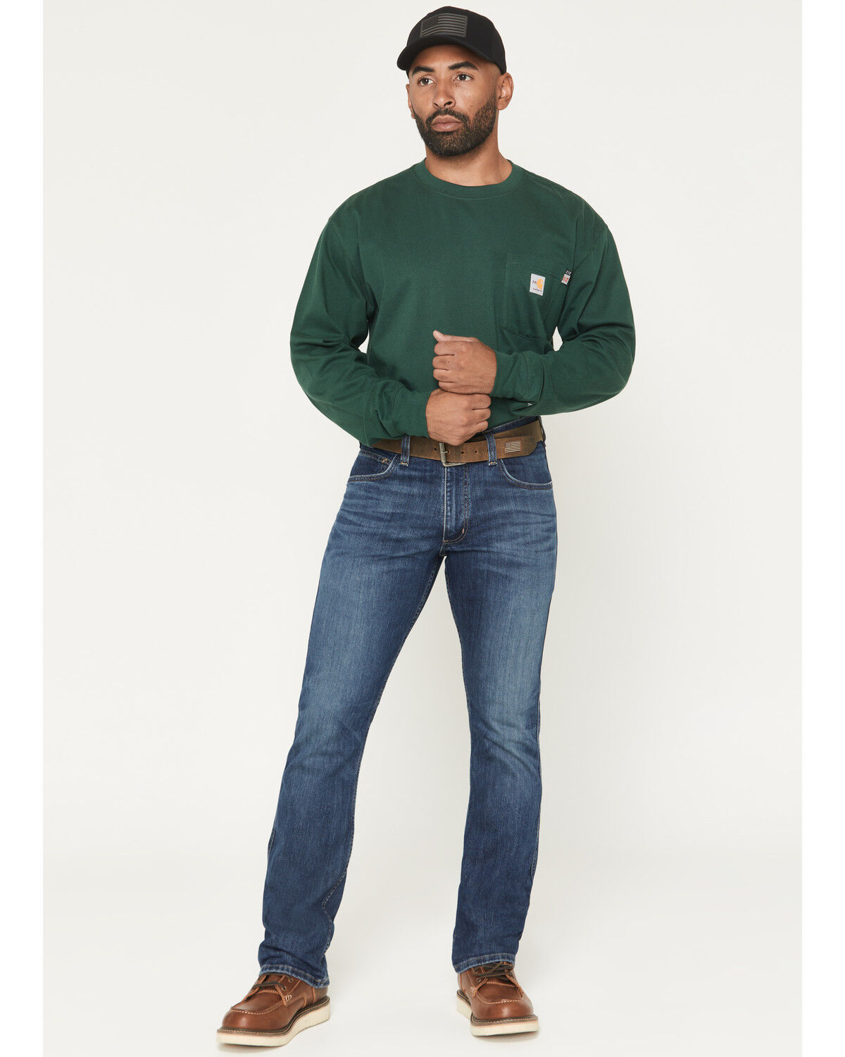 Image #1 - Carhartt Men's FR Tamarack Medium Wash Relaxed Bootcut Rugged Flex® Stretch Denim Jeans, Medium Wash, hi-res