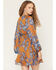 Image #4 - Shyanne Women's Floral Print Long Sleeve Chiffon Mini Dress, Pecan, hi-res