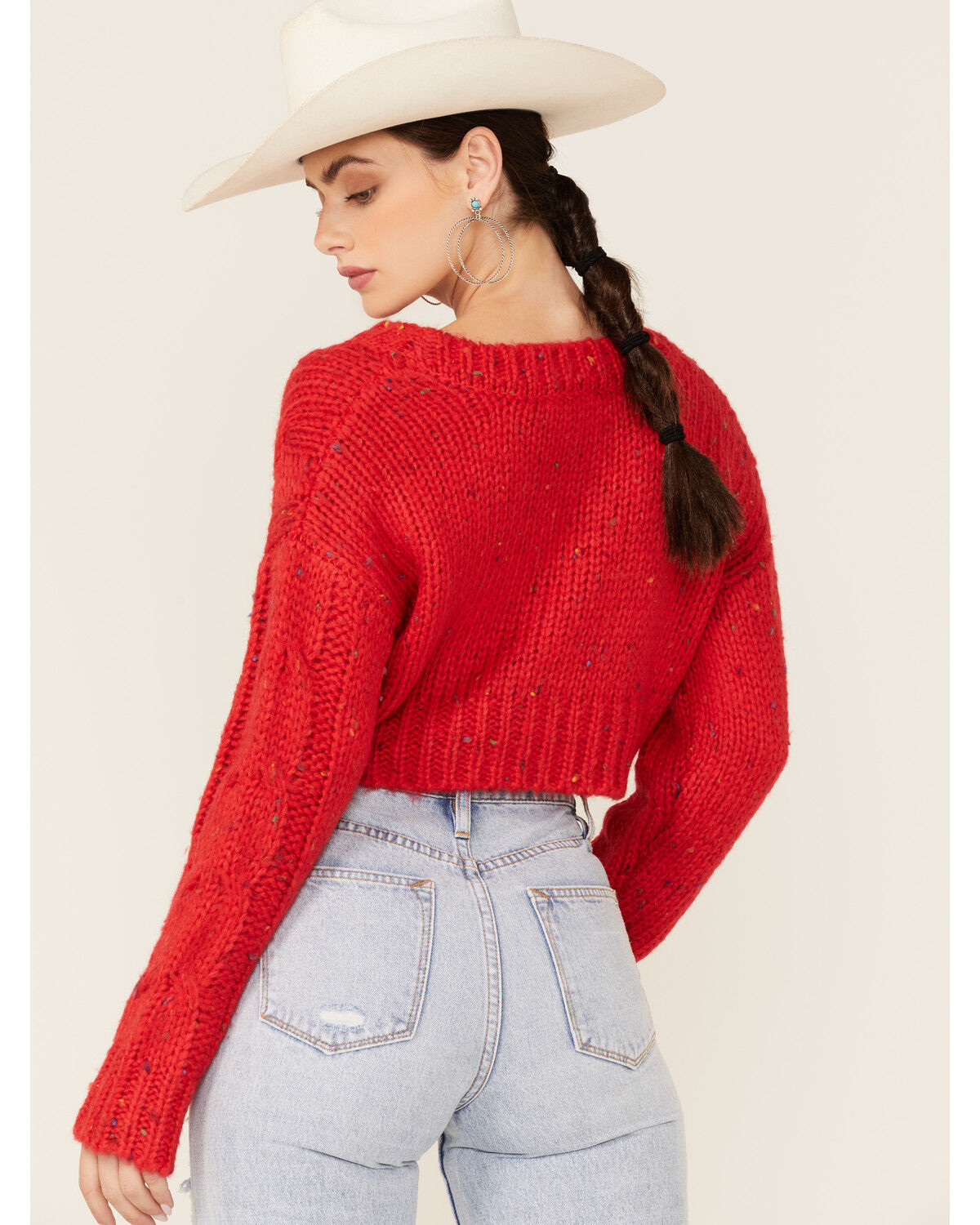 Image #3 - Hyfve Women's Red Button-Front Cropped Cardigan Sweater, , hi-res