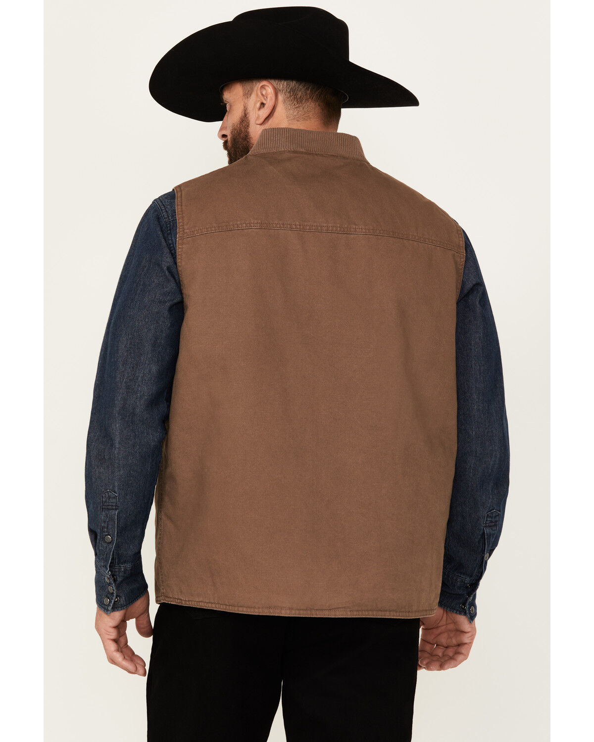 Image #4 - Wrangler Men's Harvest Quilted Lined Zipper Vest, Taupe, hi-res