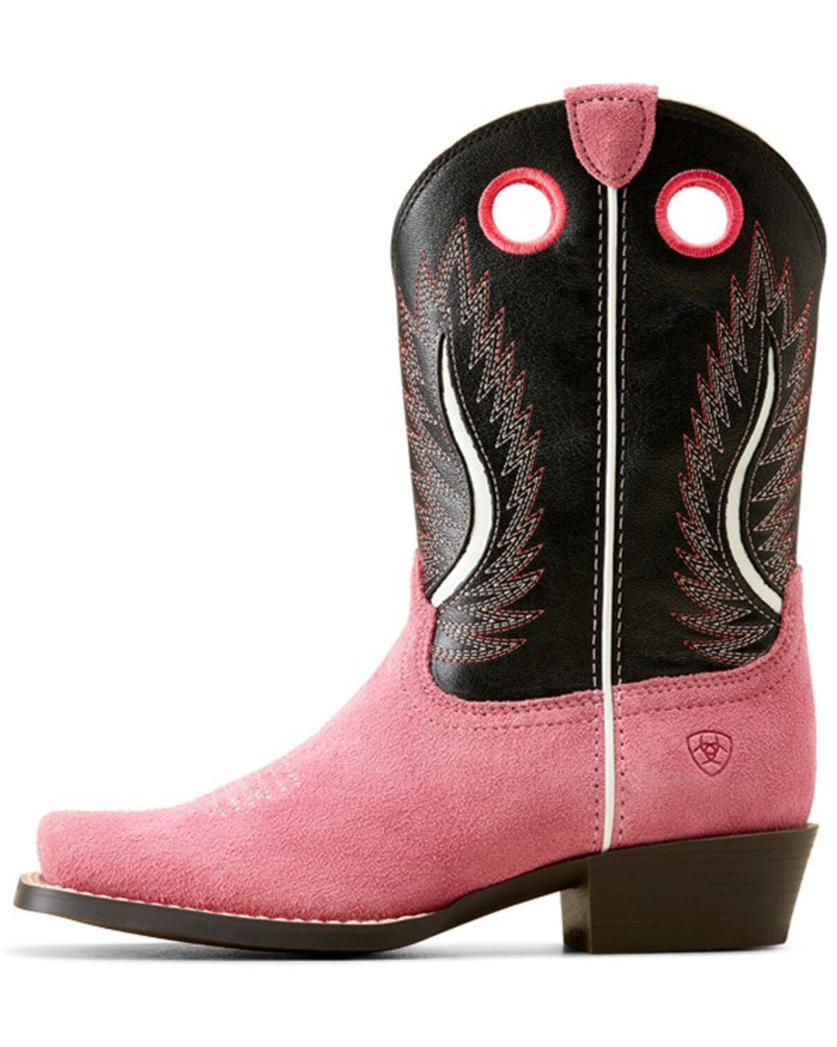 Image #2 - Ariat Girls' Futurity Fort Worth Roughout Western Boots - Broad Square Toe, Pink, hi-res