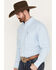 Image #2 - George Strait by Wrangler Men's Plaid Print Button Down Long Sleeve Western Shirt, Light Blue, hi-res