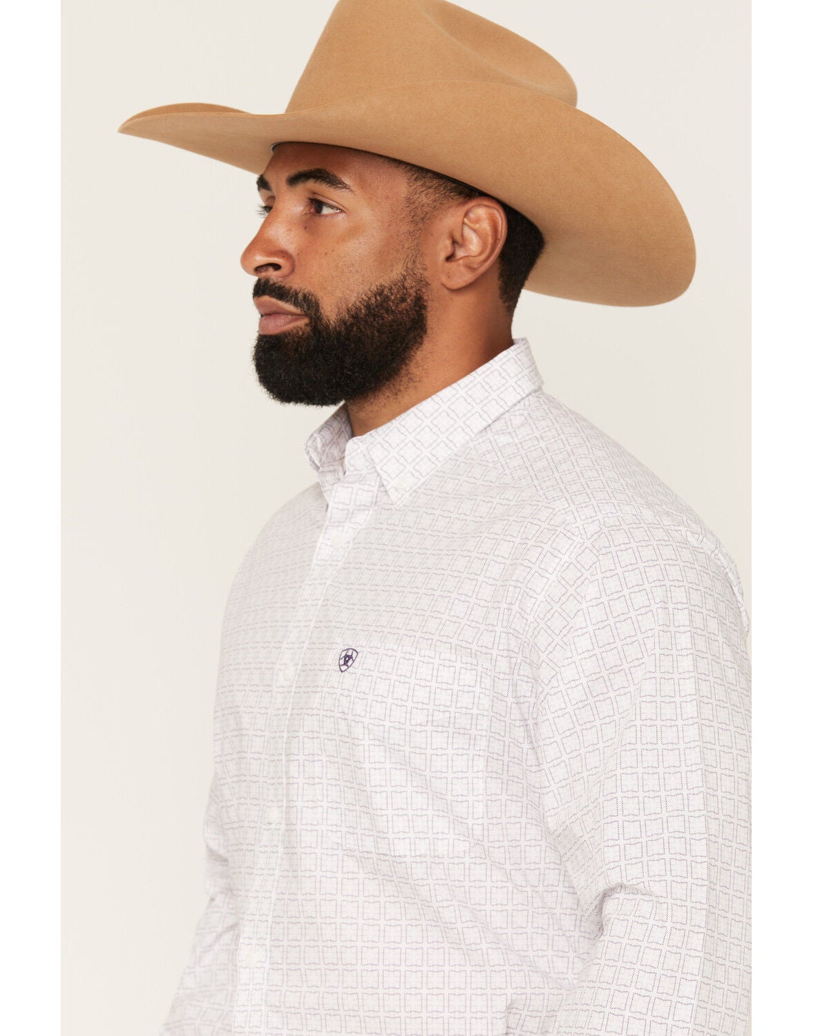Image #2 - Ariat Men's Pace Geo Print Long Sleeve Button-Down Western Shirt - Big, White, hi-res