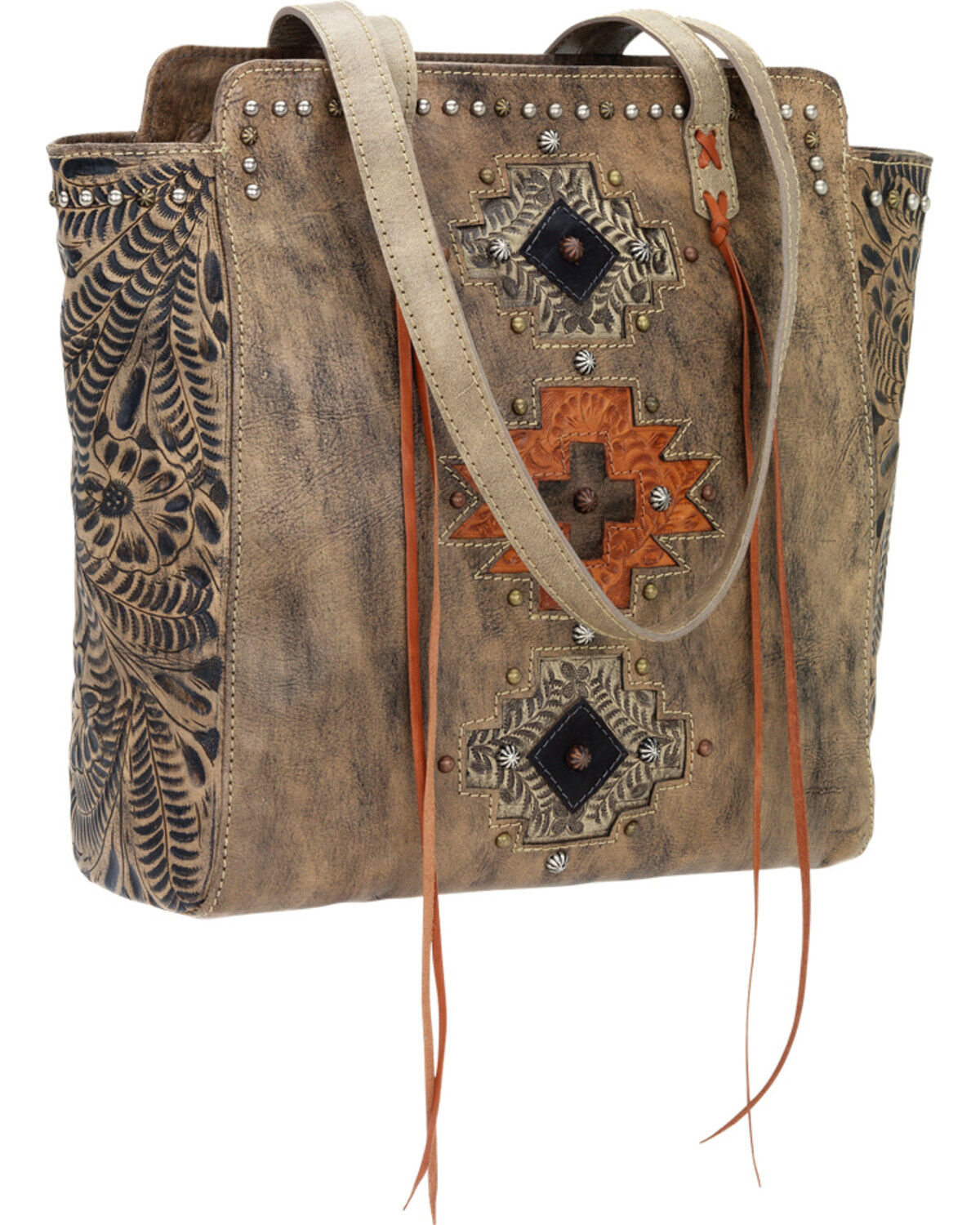 Image #1 - American West Navajo Soul Zip Top Tote, Dark Brown, hi-res