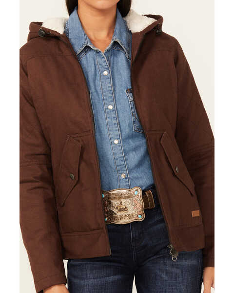Image #3 - Outback Trading Co Women's Berber Lined Hooded Canvas Heidi Jacket , Brown, hi-res