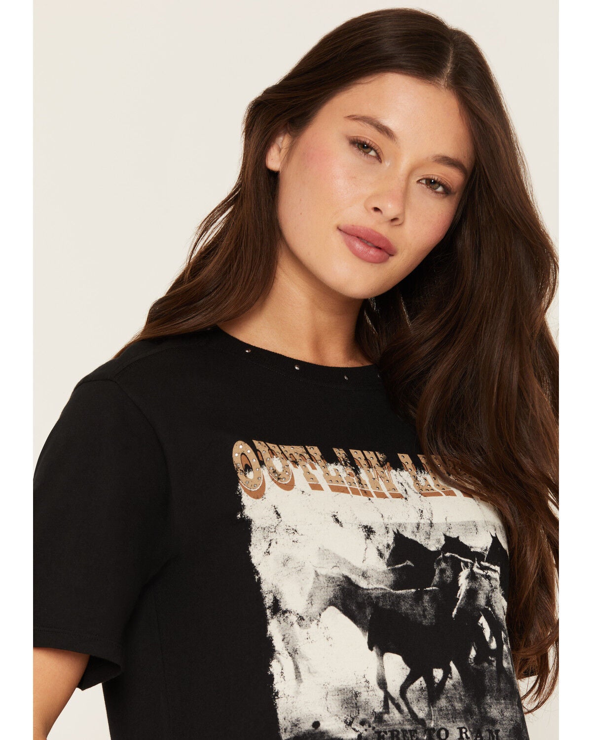 Image #2 - Idyllwind Women's Outlaw Living Short Sleeve Graphic Tee, Black, hi-res